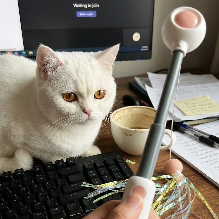 Canne à Plumes Rétractable pour Chat – Jouet Interactif avec Tête Interchangeable