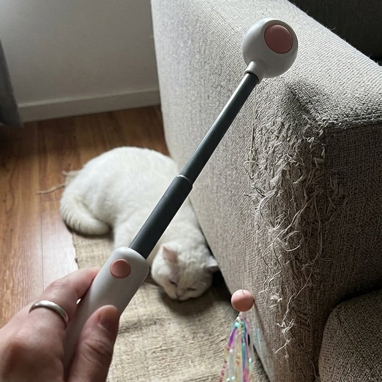 Canne à Plumes Rétractable pour Chat – Jouet Interactif avec Tête Interchangeable