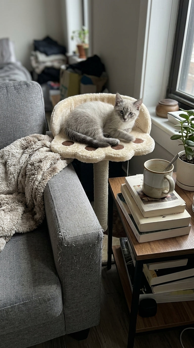 Arbre à Chat Design avec Griffoir Sisal & Jouet Suspendu
