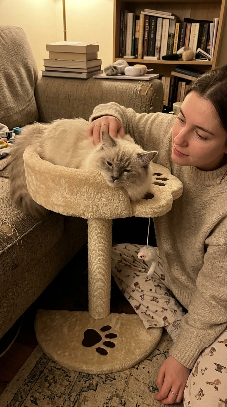 Arbre à Chat Design avec Griffoir Sisal & Jouet Suspendu