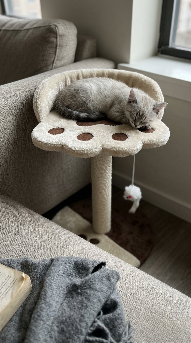 Arbre à Chat Design avec Griffoir Sisal & Jouet Suspendu