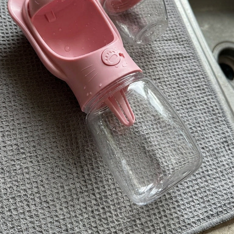 Gourde Portable 2-en-1  – Eau & Croquettes en Balade