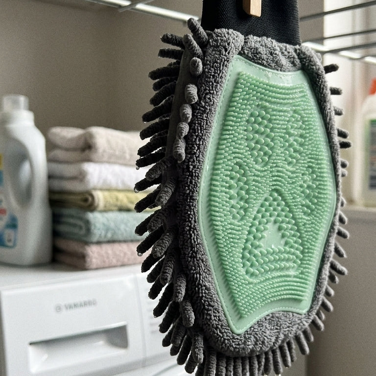 Gant de Toilettage & Bain 2-en-1 pour Chien et Chat – Silicone + Microfibre