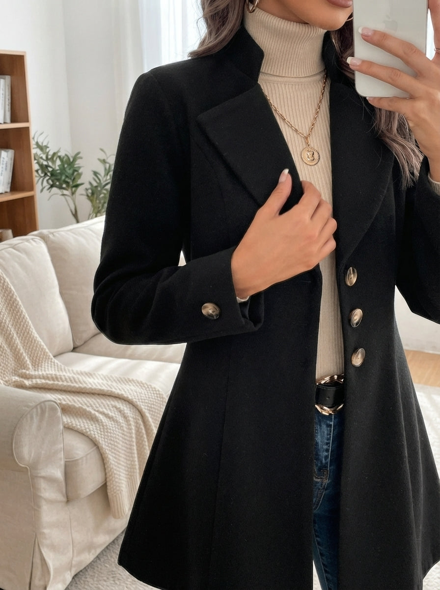 Manteau Femme Laine Ajusté – Chaud, Structuré & Élégant Hiver