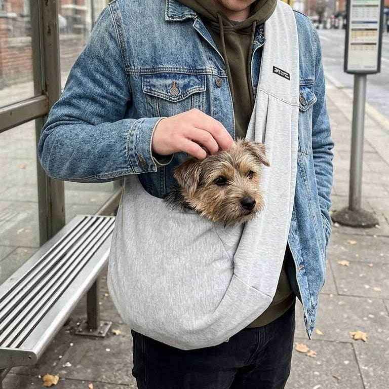 Sac de Transport Bandoulière pour Chien et Chat – Coton Réversible