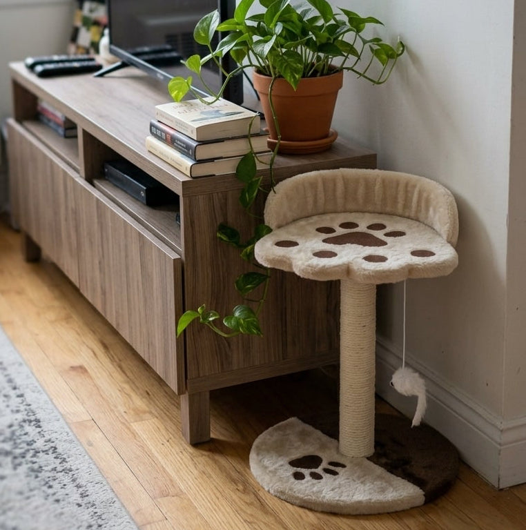 Arbre à Chat Design avec Griffoir Sisal & Jouet Suspendu