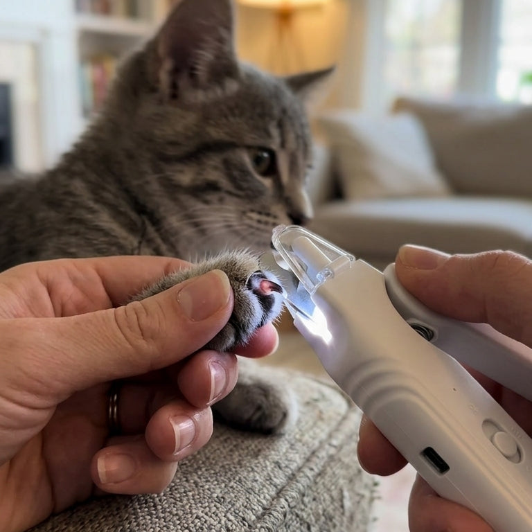 Coupe-Griffes LED 2-en-1 pour Chien et Chat – Rechargeable USB-C